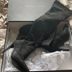 Kendall + Kylie black suede over the knee boots